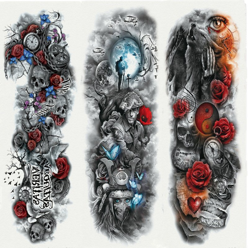 Tatouage temporaire bras entier – autocollants réalistes / Full arm tattoo stickers