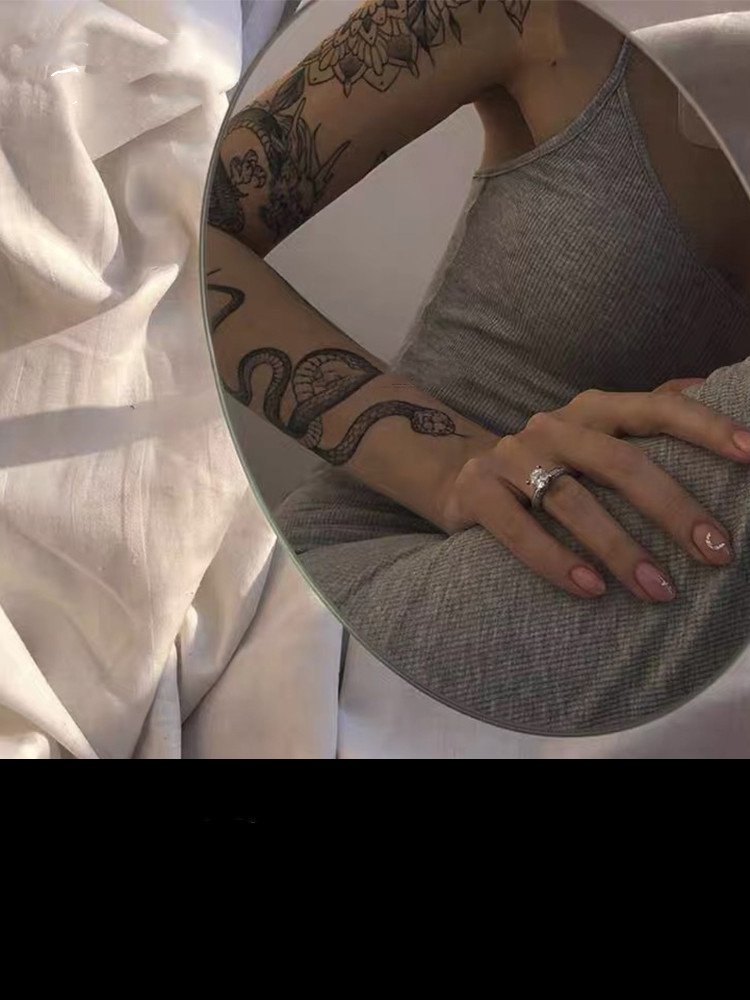 Tatouage temporaire semi-permanent 2 semaines – motif serpent et fleur, Herbal Juice / Hazelnut Honpo Dark Snake Flower Arm Tide Semi-permanent Two Weeks Herbal Juice Tattoo Sticker – Image 3