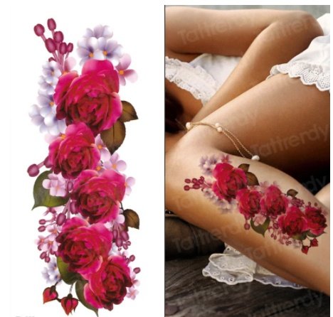 Tatouage éphémère fleur – autocollant waterproof longue durée / The Other Side Flower Tattoo Stickers Waterproof Tattoo – Image 4