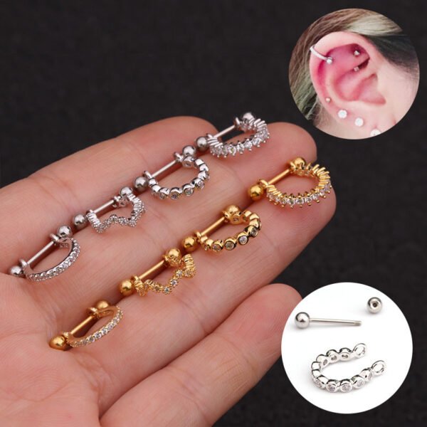 Boucles d’oreilles en zircon – clous souples cartilage/oreille / Zircon soft ear bone nails