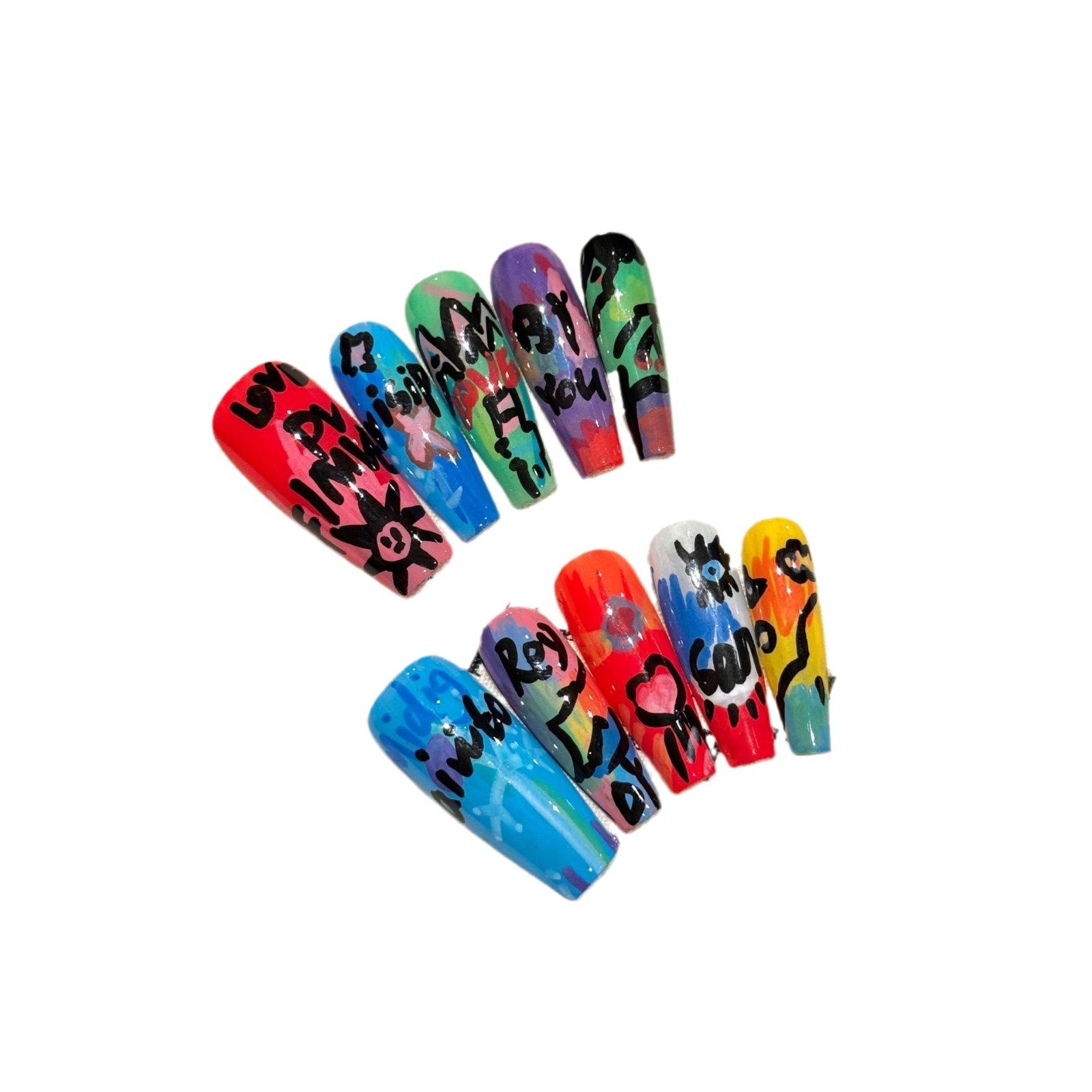 Ongles artificiels tendance – série graffiti artistique, style armure / Graffiti Oil Painting Series Removable Fake Nails Wear Armor – Image 5