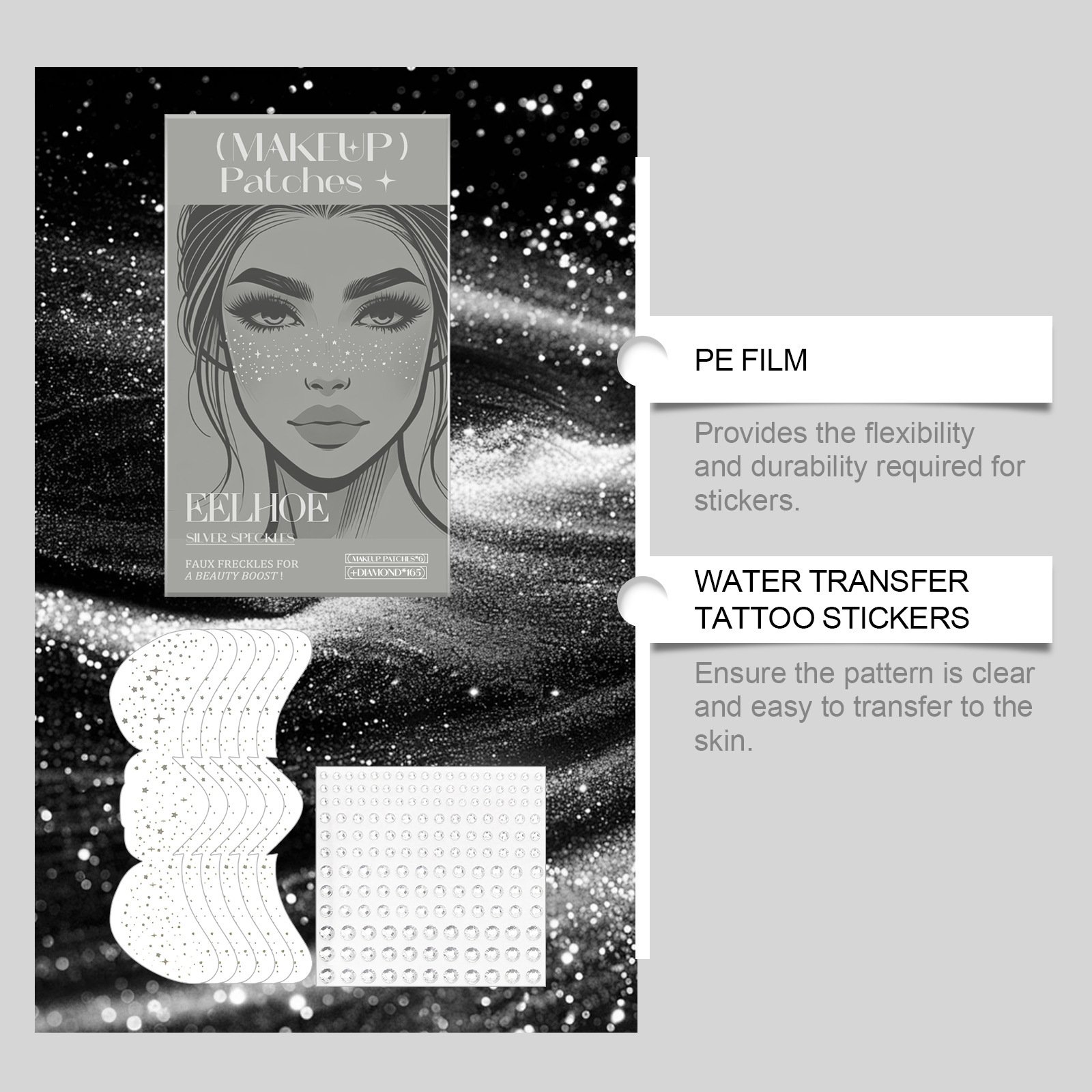 Glitter Spots Tattoo Sticker – Easy Freckles Face & Body Decoration / Glitter Spots Tattoo Sticker Easy Freckles – Image 4