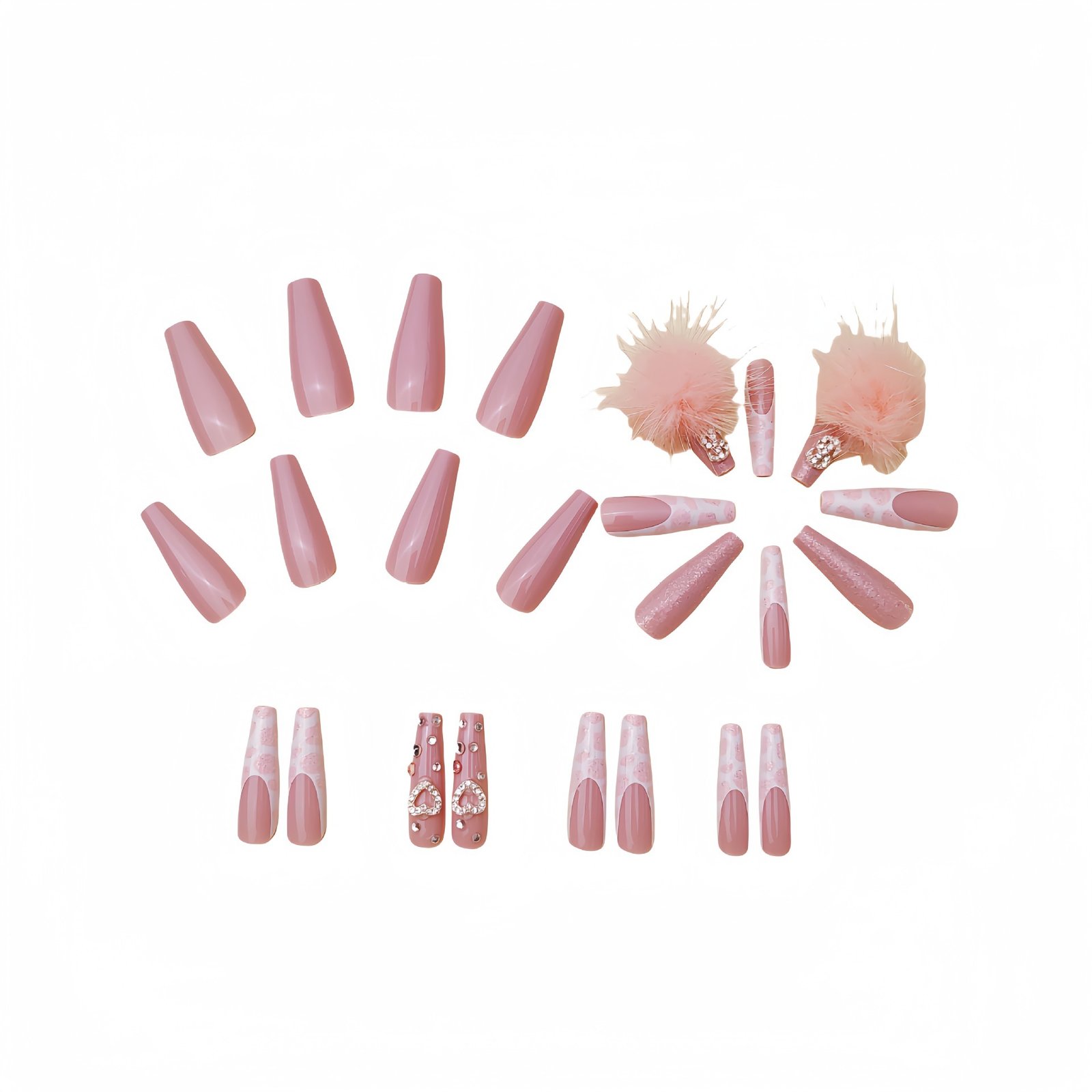 Ongles artificiels tendance – effet coton candy et diamants / Cotton Candy Ball Diamond Wear Ballet Armor Gentle Girl Fake Nails – Image 4