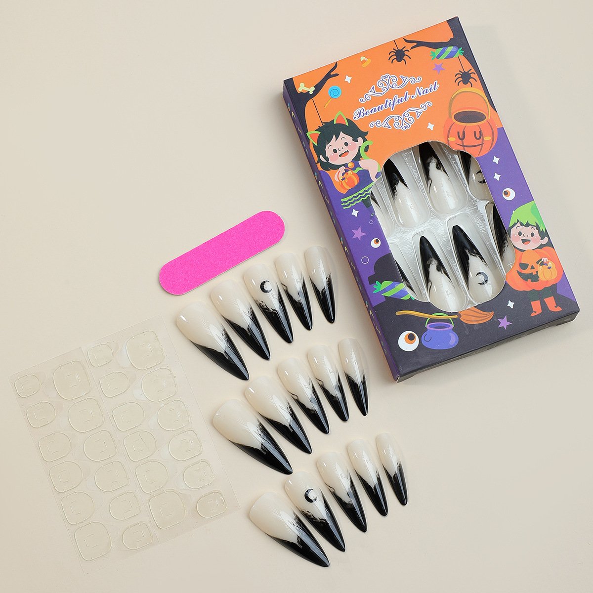 Autocollants ongles Halloween – design fantôme, style horreur / Halloween Ghost Wind Fake Nails Nail Sticker – Image 4